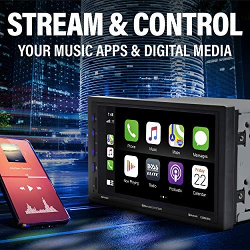 Автомобилна стерео BOSS Audio Systems Елитната серия CRBE7ACP - Apple CarPlay, Android Auto, 7-инчов сензорен екран, Bluetooth, Без CD плейър, Възстановени от сертифициран производител, Защитни пл